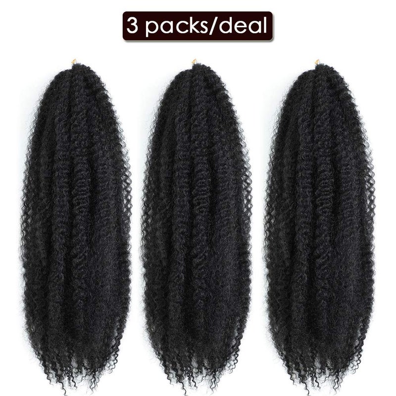 Dansama Marley Hair 24 Inch Marley Twist Hair Afro Twist Marley Braiding Hair for Faux Locs Crochet Hair 3 Packs Synthetic Hair Extensions (24 Inch (Pack of 3), 1B) - Image 3